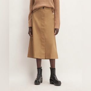 Everlane Aline Skirt in Gorgeous Brown with Button Detail